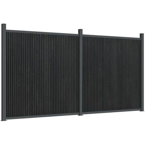 Panneau de clôture en composite bois-plastique gris, dimensions 353 x 186 cm