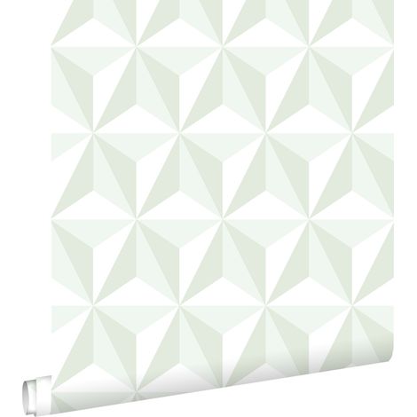 papier peint graphique 3D vert menthe - ESTAhome (1/5)