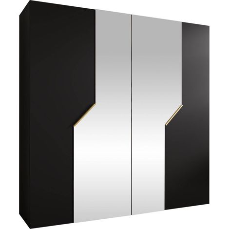 Armoire Hartford 598, Noir, 202x200x52cm, Portes d'armoire: Avec des charnières, Nombre d'étagères: 0 (1/5)