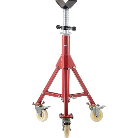 Support de tuyau réglable, hauteur 71-132 cm, avec roulettes, pliable, acier robuste, pour tuyaux de 0,3 à 30 cm. (1/5)