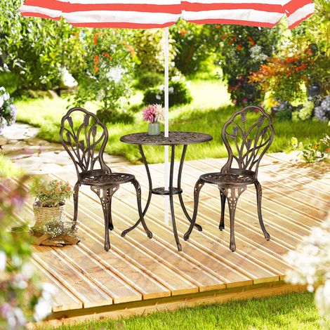 3 teiliges bistro set mit blumenmuster - tisch und stuhle fur die terrasse