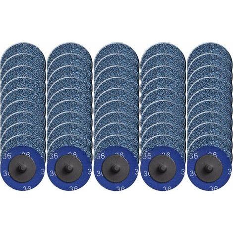 Pack of 50 quick-change 5.1 cm abrasive discs with zirconium oxide coating for surface preparation (36 grit) (1/4)