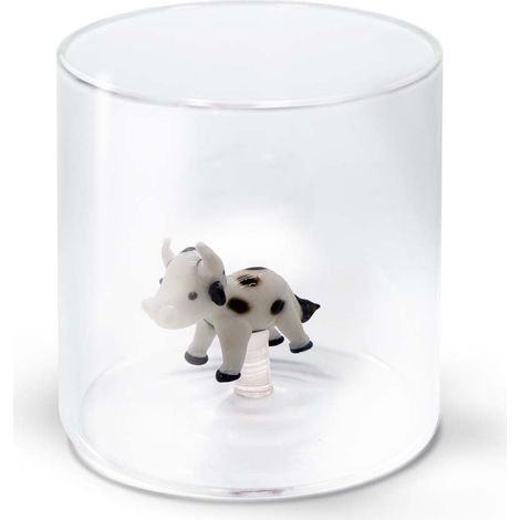 WD LifeStyle Bicchiere Vetro Borosilicato Cc 250 ml Decoro Mucca