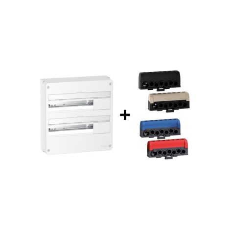 Schneider - Resi9 - Coffret 2 Rangu00e9es de 18 Modules + Borniers 3 Phases + 1 Neutre - Ru00e9f. : R9H18402+R9H13411P (1/3)