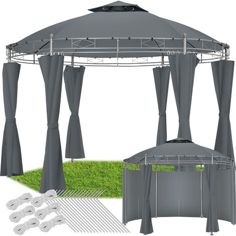 Pavillon de jardin 3,5 m en polyester et acier gris anthracite