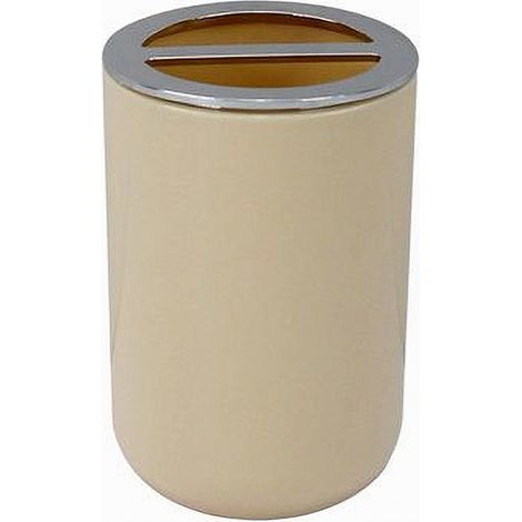 Cleafe - Porta Spazzolini Bicchiere Accessori Bagno 2 Fori Beige Silver Contenitore 79881 - (1/2)