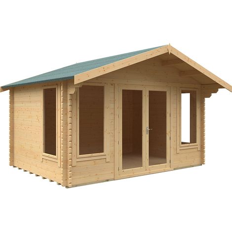 10x14 The Sutton 44mm Cabin - L295 x W415 x H282.2 cm - Solid Wood/Softwood/Pine - Natural