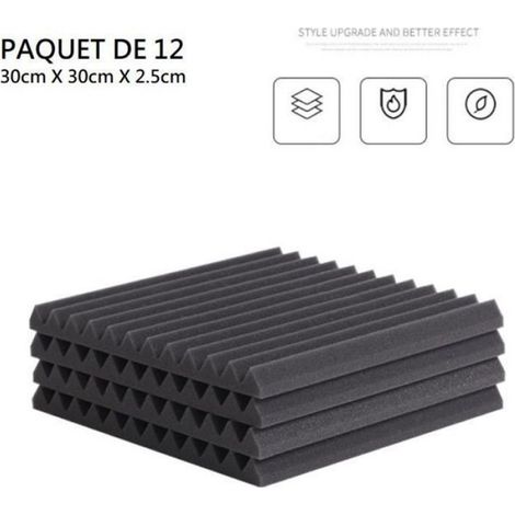 Paquet de 12 Panneaux insonorisants d'eponge Ignifuges tuiles 30 30 2.5 CM (1/5)