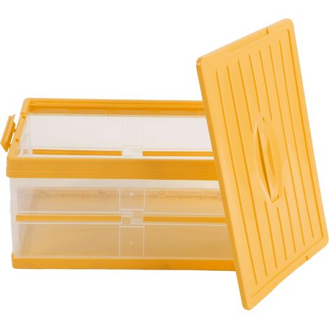 Große, faltbare Aufbewahrungsbox für Kofferraum/Sitzbank, geeignet für Auto, Haushalt, Outdoor-Aktivitäten und Reisen, großes Fassungsvermögen, gelb (1/5)