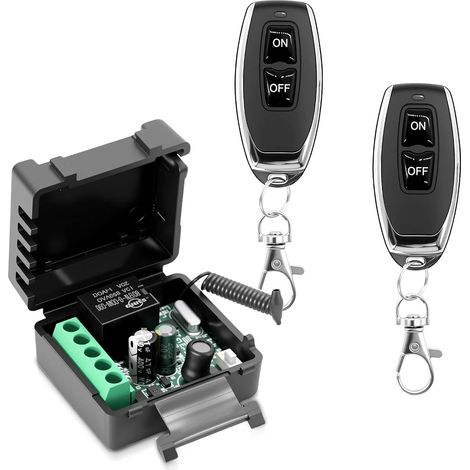 220V/230V 1K Funkfernbedienung mit Relaisempfänger und 2 Handsendern. Potenzialfreie Kontakte. Relaissteuerung für Garagentore, Beleuchtung und Elektrogeräte. (1/5)