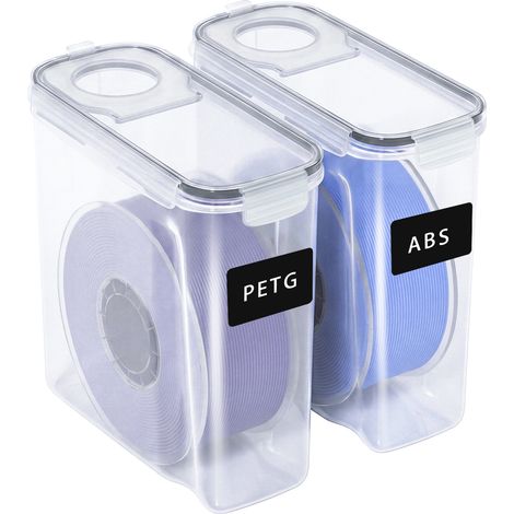 Randaco Boîte de rangement filament 3D 4 L, lot de 2, transparent/noir, anti-humidité avec dessiccant (1/5)