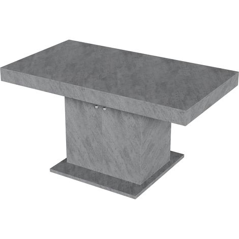 Table à manger extensible 140/180x80x76 cm avec rangement, plateau rectangulaire effet béton, Modenuit (1/5)