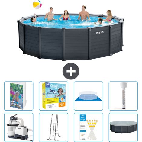 Intex Piscine Graphite Panel Ronde - 478x124 cm - 9-pièces  S532 (1/4)