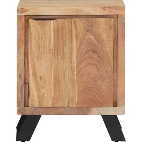 Table de Chevet, Table de nuit, pour Chambre Salon Couloir, 40x30x50 cm Bois d'acacia avec bord naturel OIB8502E (1/5)