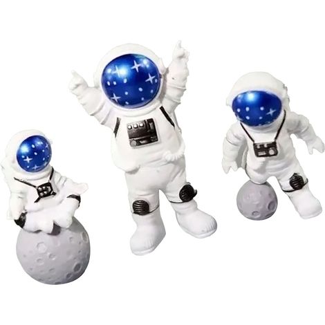 Set mit 3 niedlichen Astronautenfiguren im skandinavischen Stil, PVC-Tischdekoration für Kuchen, Kinderzimmer, Regal (1/4)