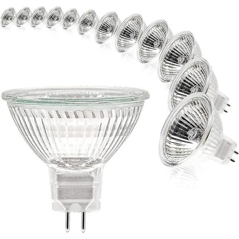 KLVGTIFS PU - Ampoule spot MR16 12 V 20 W, culot GU5.3, intensité variable, 2 broches, halogène, blanc chaud 2700 K, lot de 12 (mr16-20w-12p) [xh]