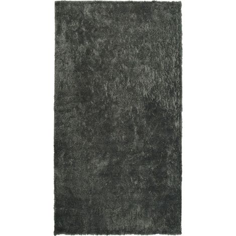 Tapis Épais 80 x 150 cm en Tissu Coton Gris Foncé Doux au Toucher pour Chambre et Salon Moderne Beliani (1/5)