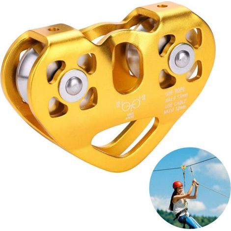 Poulie double en alliage d'aluminium et acier inoxydable – Charge maximale 289 kg – Dimensions 105 x 82 mm – Roulements à billes pour rotation fluide – (1/5)