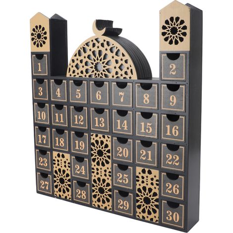 Calendrier de l'Avent Ramadan en bois avec éclairage LED, compte à rebours vers Eid, tiroirs pour célébrer Ramadan JM01508 (1/5)