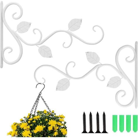 2 Pièces Support De Suspension Pour Lanterne, Crochet Plante De Supports, Support Mural Pour Lanterne, Pendaison Forme De Feuille Support De Panier Suspendu Pour Mangeoires À Oiseaux De Jardin (Blanc) (1/5)