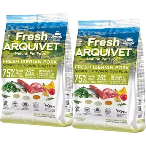 ARQUIVET Alimento fresco para perros, cerdo y pescado de mar, semihúmedo, 2 x 2,5 kg (1/2)