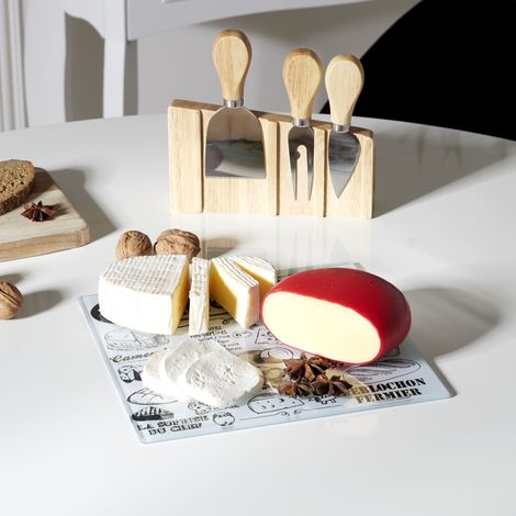 Plateau à Fromage - COOK CONCEPT - 3 Ustensiles Aimantés - Support en Bois - Multicolore (1/5)