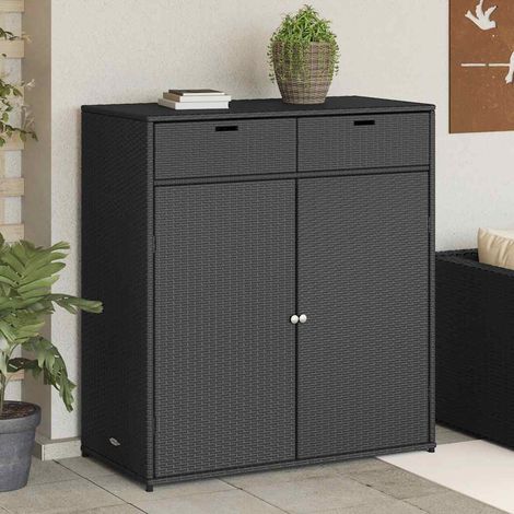 Armoire de rangement de jardin-Meuble de stockage noir 105x55x113cm résine tressée 362830 (1/5)