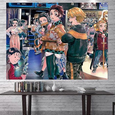 Décoration murale kawaii japonaise pour chambre, tapisserie imprimée anime, accessoires de décoration intérieure, suspension murale en macramé, décoration mignonne pour chambre, style hippie (1/2)