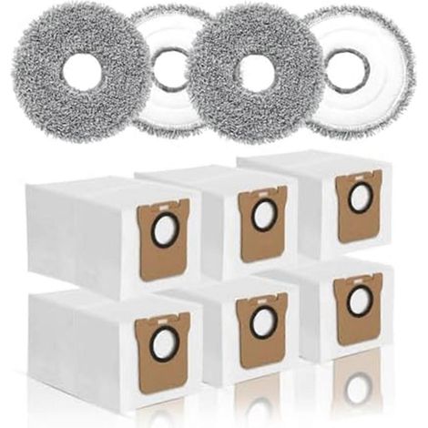 Staubbeutel und Reinigungstücher für die Wischmopps Dreame L10S Ultra, L10 Ultra, L10 Prime und L20 Ultra, 6 Staubsaugerbeutel (für Nassreinigung)