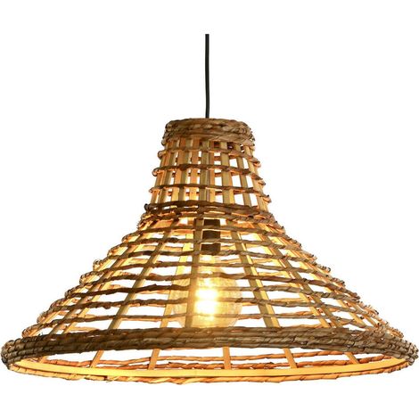 Suspension en rotin naturel style urbain lumière chaleureuse - rotin naturel brun clair (1/5)