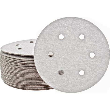 MioTools Shark Klett-Schleifscheiben, 150 mm, 6-Loch, f. Exzenterschleifer, Normalkorund (50 Stk.) K60