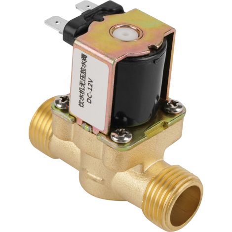 Électrovanne 2 voies normalement fermée 12V laiton G1/2 filetage BSPP sans régulation de pression (1/5)