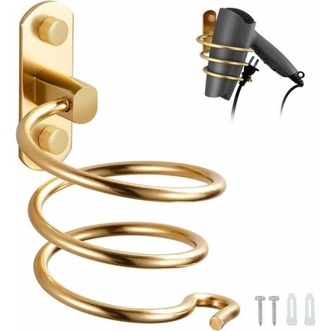Haartrocknerhalter, Aluminium, Wandmontage, Haartrocknerhalter, Kabelhalter für Küche, Badezimmer, Badezimmer-Zubehör (Gold) FLITI (1/4)