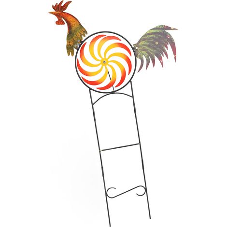Moulin à vent en forme de coq, moulin à vent en métal et fer, sculpture décorative en forme de coq pour le jardin, la pelouse, la terrasse et autres décorations (1/5)