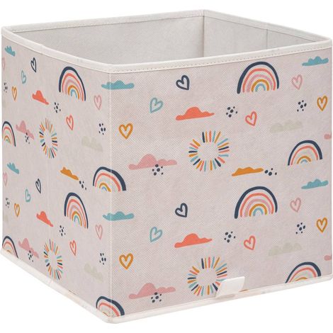 Coffre à jouets Arc-en-ciel avec motifs colorés, boîte de rangement H29cm, Atmosphera créateur d'intérieur (1/4)