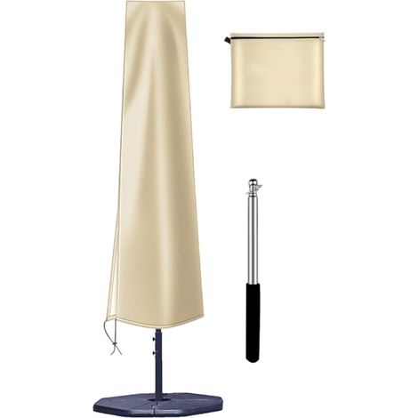 Freistehende Sonnenschirmhülle – Oxford 210D – 190 x 50 x 30 cm – mit Stange – Robust und langlebig – Wasserfest, staubdicht und UV-beständig – Für Garten, Strand und Balkon – Beige