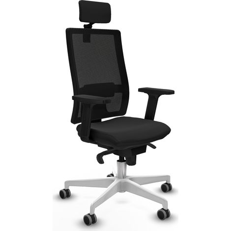 Horna sincro malla negra similpiel negro brazos 2D base blanca cabecero 2D ruedas 65mm engomadas (1/5)