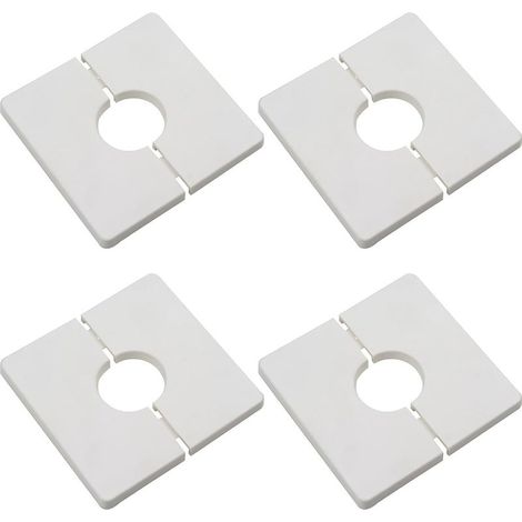 Bride divisée murale de 4pcs, couvercle carré en plastique ABS avec un diamètre de 33 mm, couvercle de tuyau à eau mural, blanc, blanc (1/5)