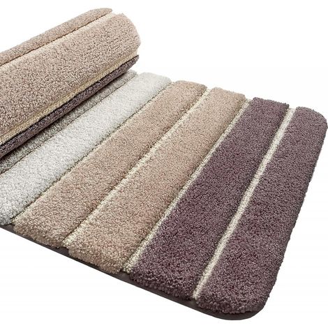 BEBUSINGOTO Badematte 40 x 60 cm, rutschfeste Badezimmermatte, super saugfähig, wasserabweisend, maschinenwaschbar, saugfähige Mikrofaser-Badezimmerbodenmatte, Beige (1/5)