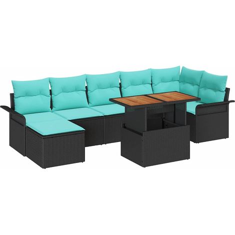 Garden Sofa Set with Storage 8 pcs Black Poly rattan vidaXL
