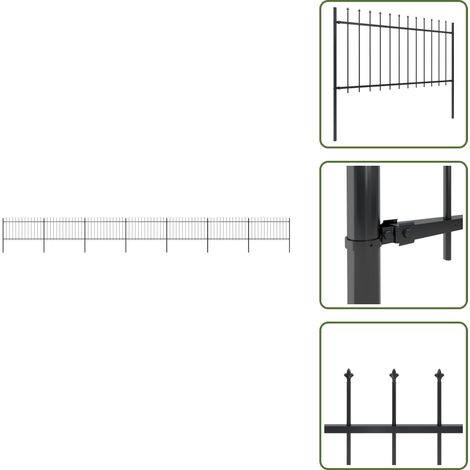 Recinzione con punte a lancia - vidaXL Recinzione da Giardino con Punta a Lancia in Acciaio 1248x100 cm Nero - Recinzione per casa