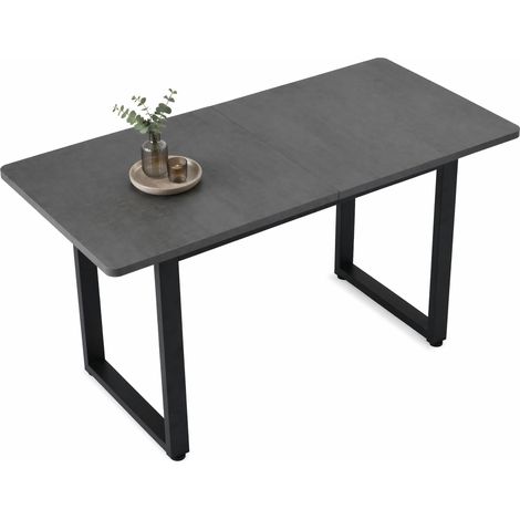ELVMI Tavolo da Pranzo Rettangolare Stile Industriale con Struttura in Acciaio e Piano Ampio, Soggiorno, Nero e Grigio (1/5)