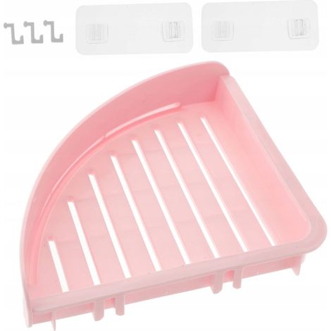 Mensola portaoggetti rosa con ventosa, adatta per bagni e cucine.