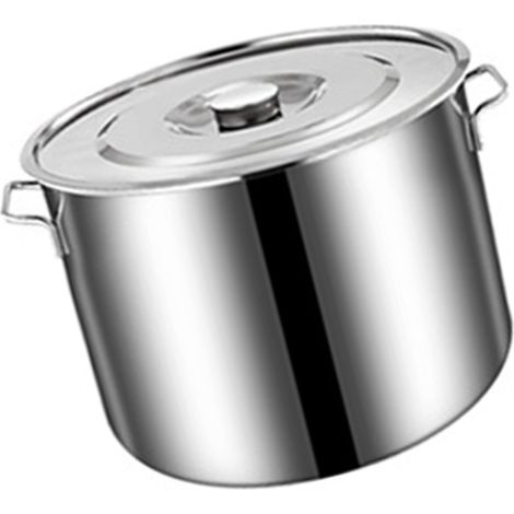 Secchio per zuppa in acciaio inox, pentola multiuso di grande capacità con coperchio, ideale per uso domestico e professionale. (1/5)