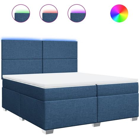 Maison Exclusive - Giroletto a Molle con Materasso Blu 200x200 cm in Tessuto (1/5)