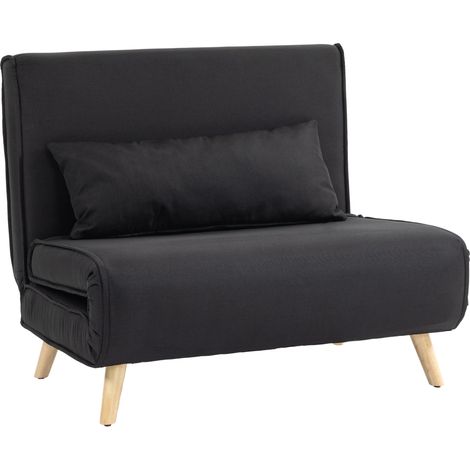 Sillón cama 2 en 1 con respaldo ajustable y cojín, negro, 350 kg (1/5)
