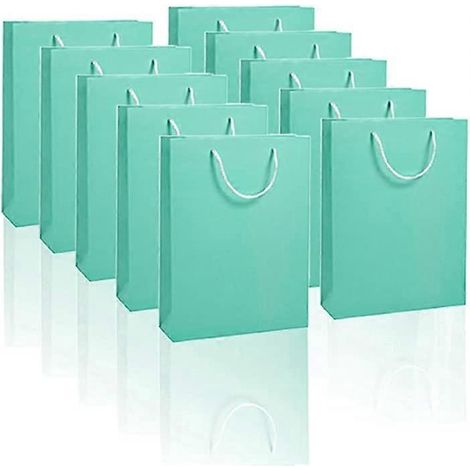 10 dicke Geschenktüten aus Kraftpapier, 15 cm (6 Zoll) Durchmesser, mit Henkeln