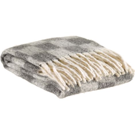 VIVARAISE - Plaid recyclé Vivaraise Isabel - Damier Ardoise (130 x 160 cm) (1/5)
