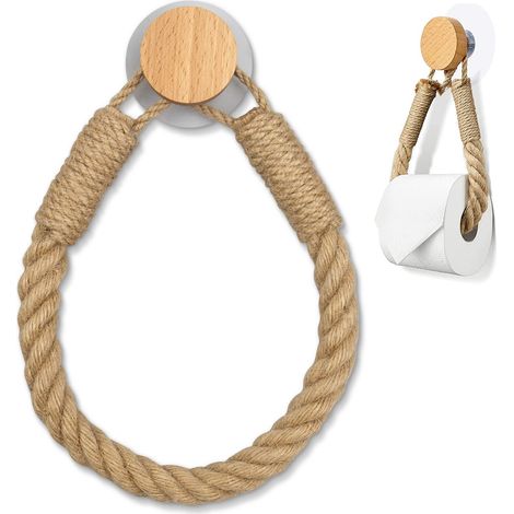 Porte Papier Toilette Corde Vintage sans perçage sans perçage Support de Papier Toilette Support de Papier Toilette pour WC Salle de Bain Décoration Vintage Corde Industrielle (1/5)