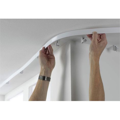 Le kit de tringle à rideaux en forme de U d'1 mètre comprend tous les accessoires, est facile à installer et convient aux petites fenêtres, aux fenêtres en baie et aux salles de bains. (1/5)